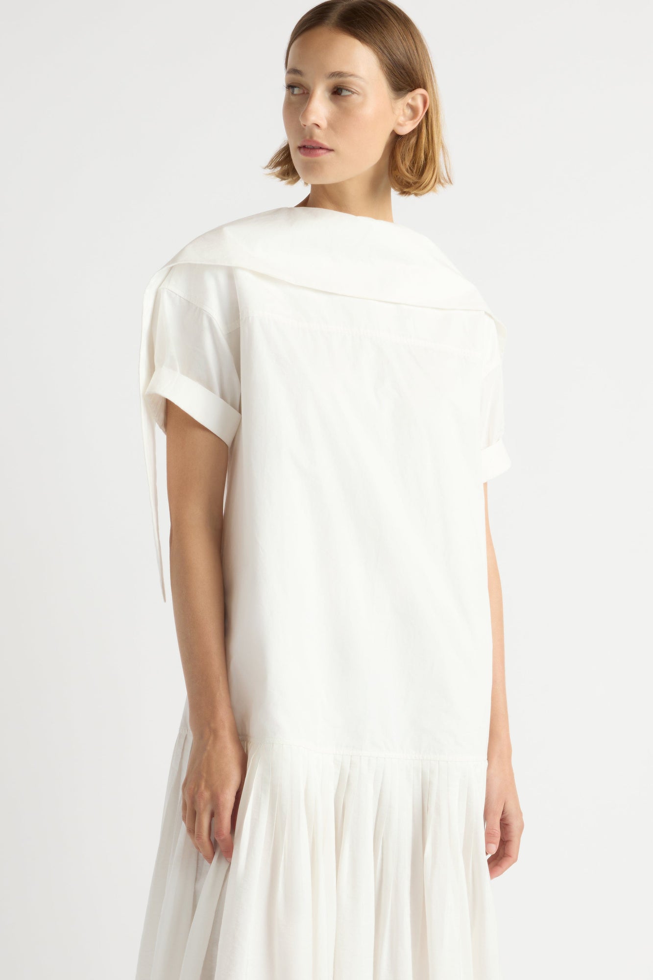 Mali | Babba Shirred Scarf-Neck Dress in Size Small