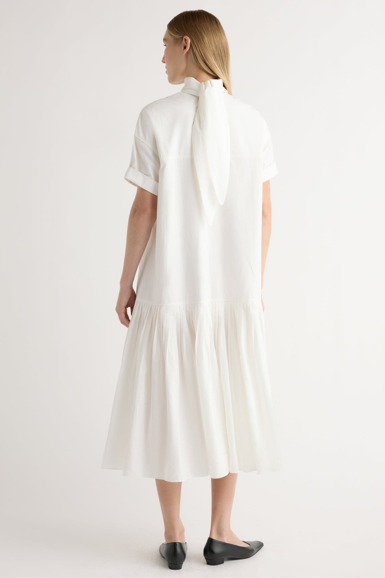 Jess | Babba Shirred Scarf-Neck Dress in Size Small