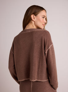 French Terry Bell Sleeve V-Neck Pullover | Mocha Mist