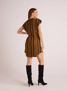 Belted Cap Sleeve Dress | Gilded Brown