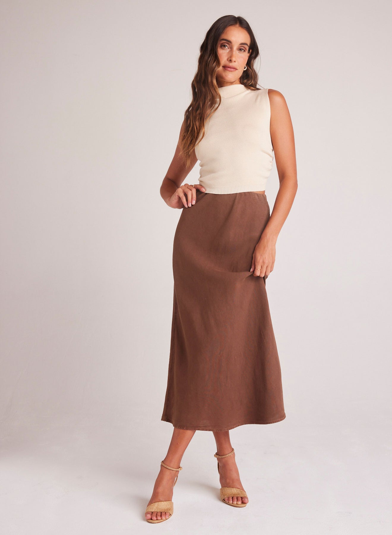 Bias Midi Skirt | Botanical Brown
