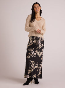 Bias Skirt with Tie | Ivory Floral Print