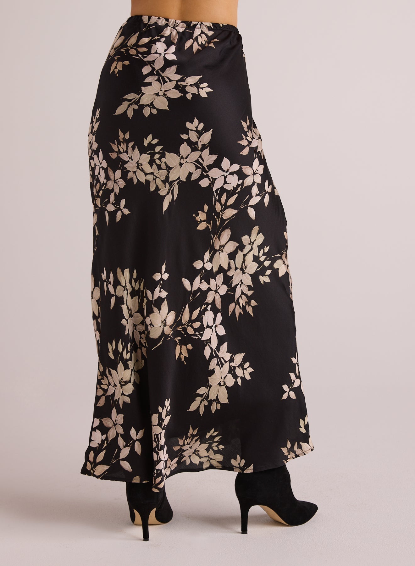 Bias Skirt with Tie | Ivory Floral Print