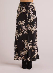 Bias Skirt with Tie | Ivory Floral Print