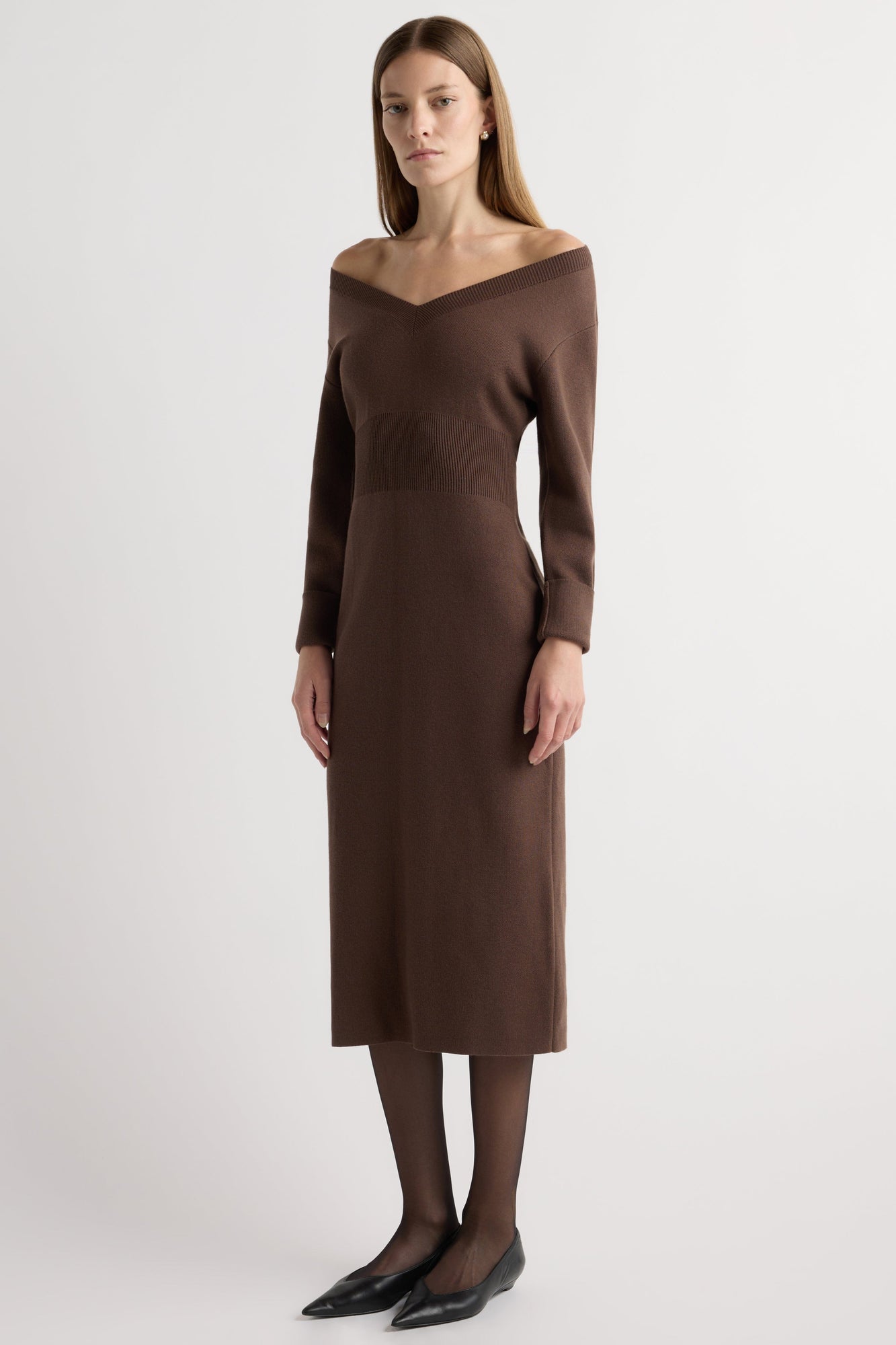 Marije | Bora Off-Shoulder V-Neck Sweater Dress in Size Small 