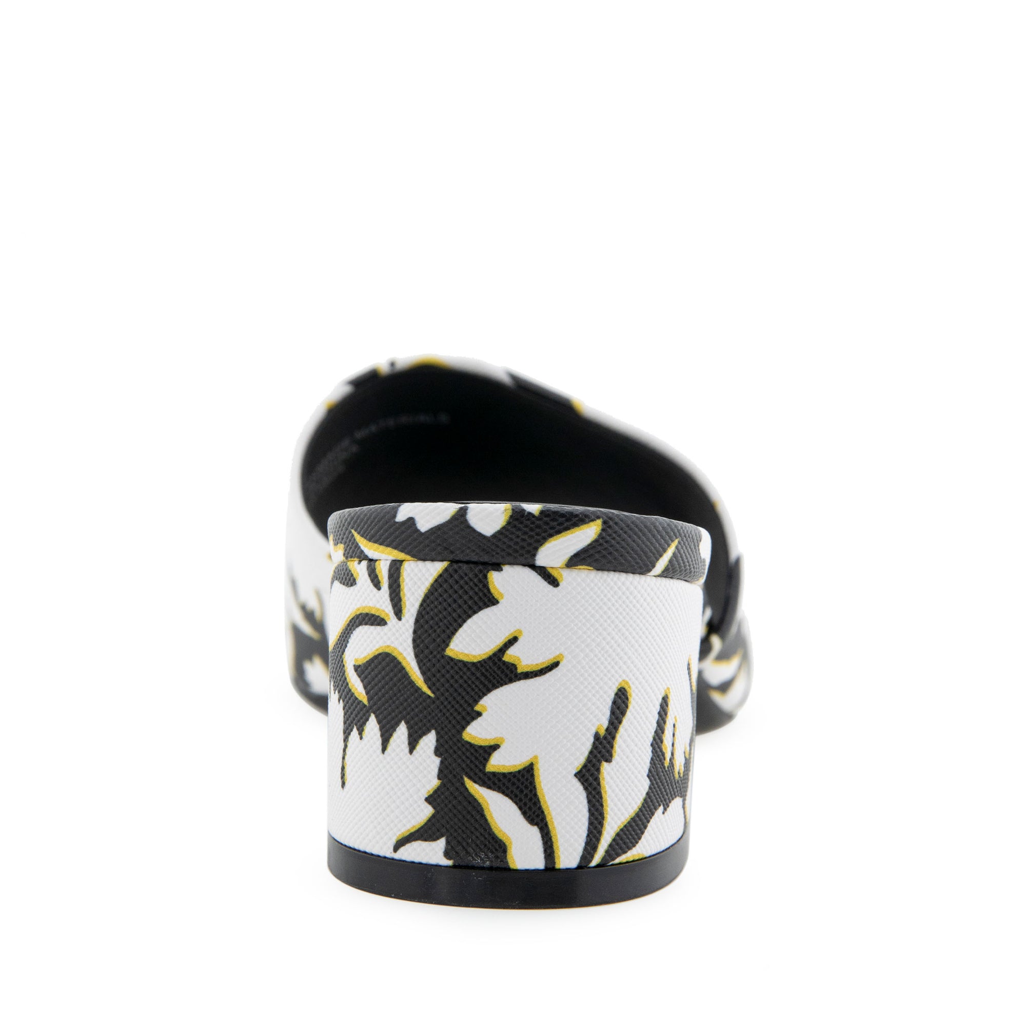 Como Sandal Dress Block Heel | Bright White/Black Printed Floral Faux Leather