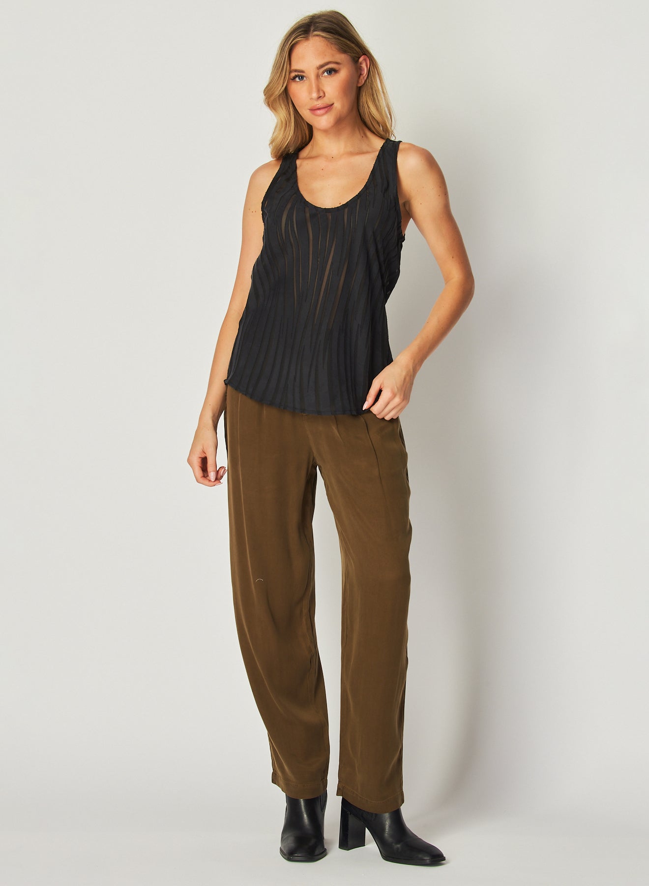 Burn Out Scoop Neck Tank | Black Zebra Burnout