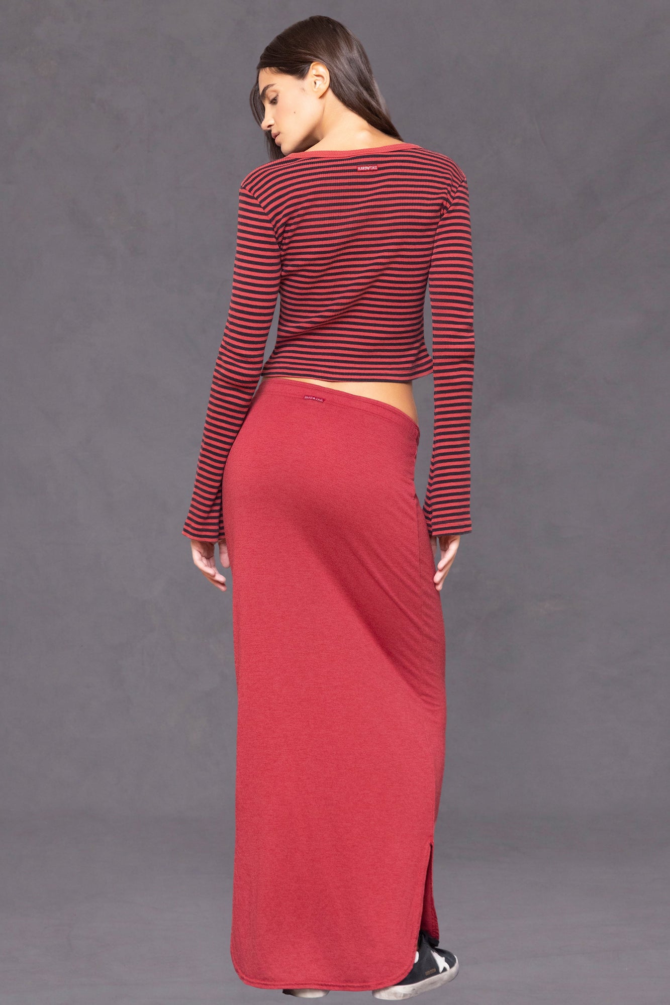 Women | Butter Terry Shirttail Maxi Skirt | Crimson