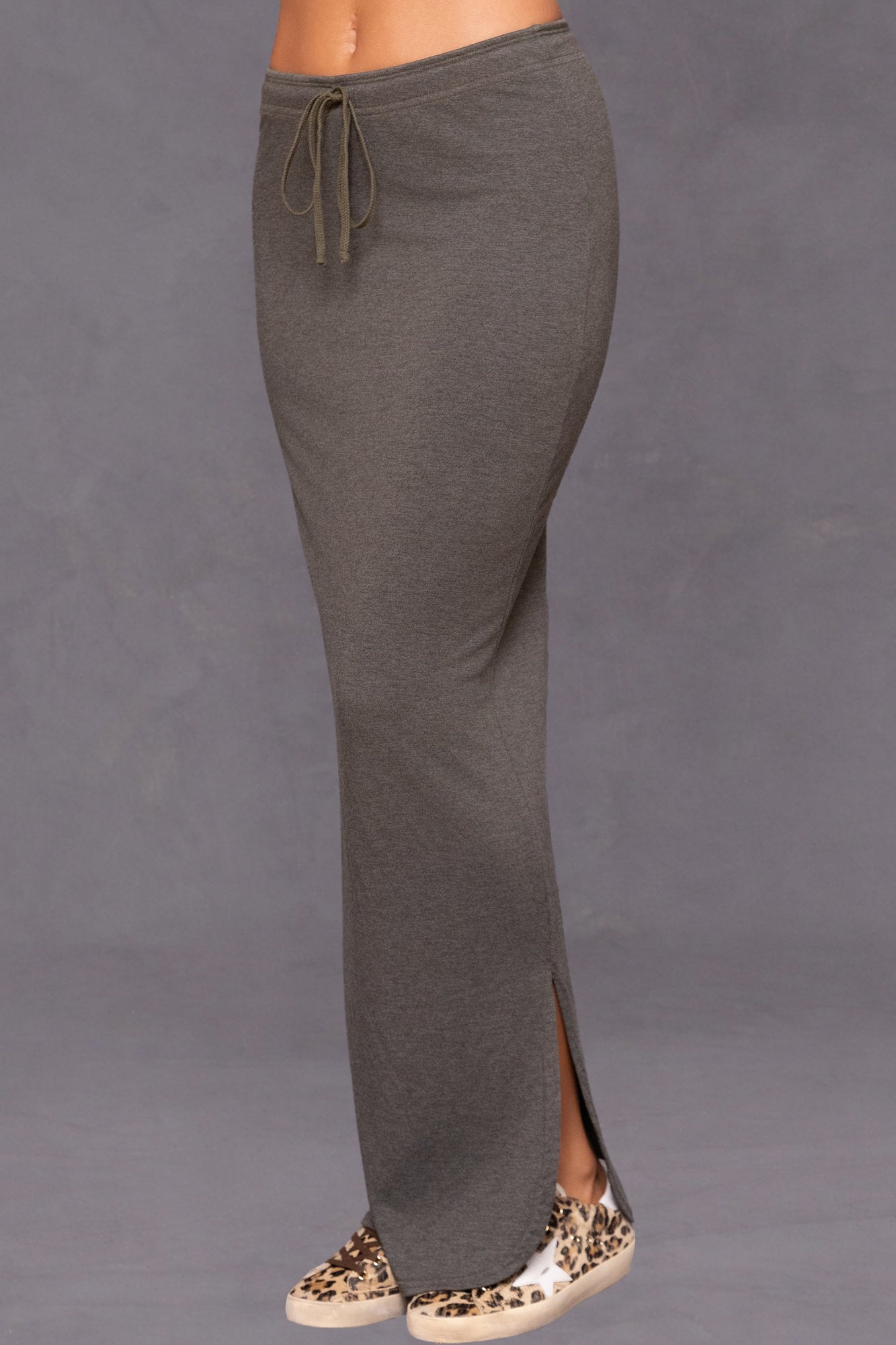 Women | Butter Terry Shirttail Maxi Skirt | Olive