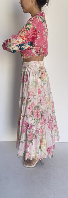 Midi Skirt | White/Spring Green