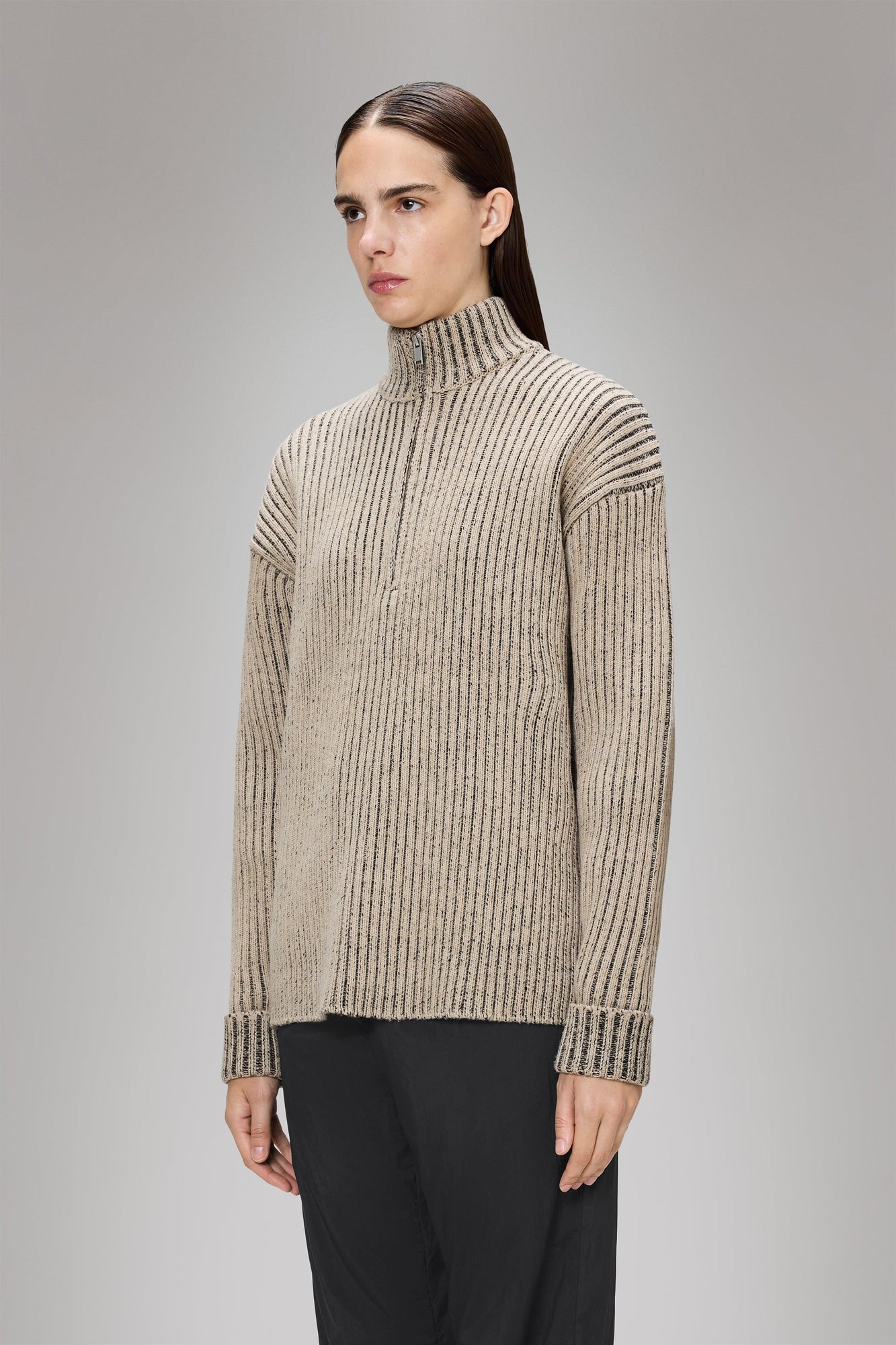 Unisex | Sapa Half Zip Knit | Beige/Black