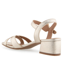 Cinzia Sandal Block Heel | Soft Gold Faux Saffiano