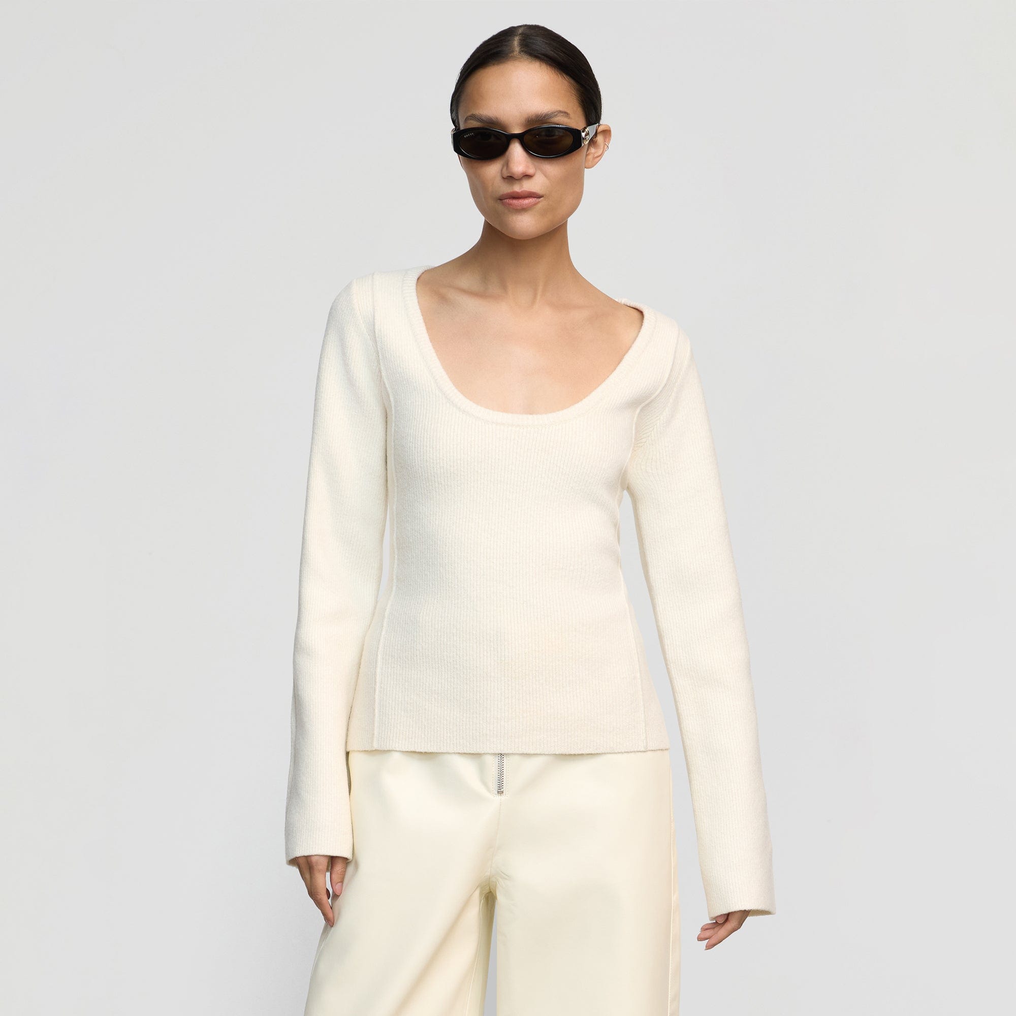 Charlotte | Camilla Seam-Detail Scoop-Neck Sweater in Size Extra Small