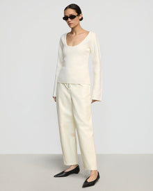 Charlotte | Camilla Seam-Detail Scoop-Neck Sweater in Size Extra Small