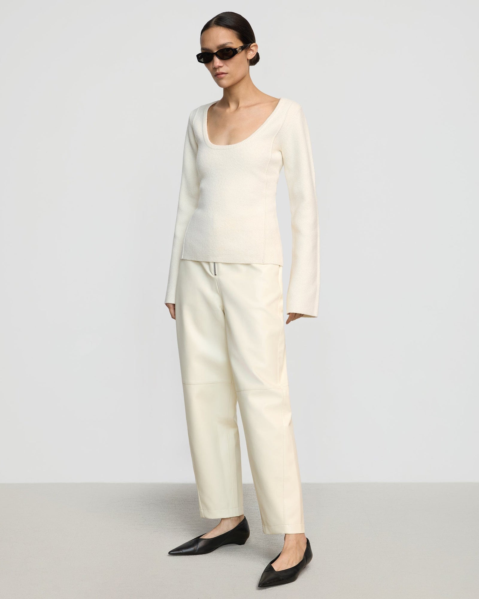 Charlotte | Camilla Seam-Detail Scoop-Neck Sweater in Size Extra Small