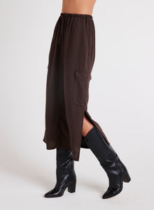 Cargo Midi Skirt | Chestnut Brown