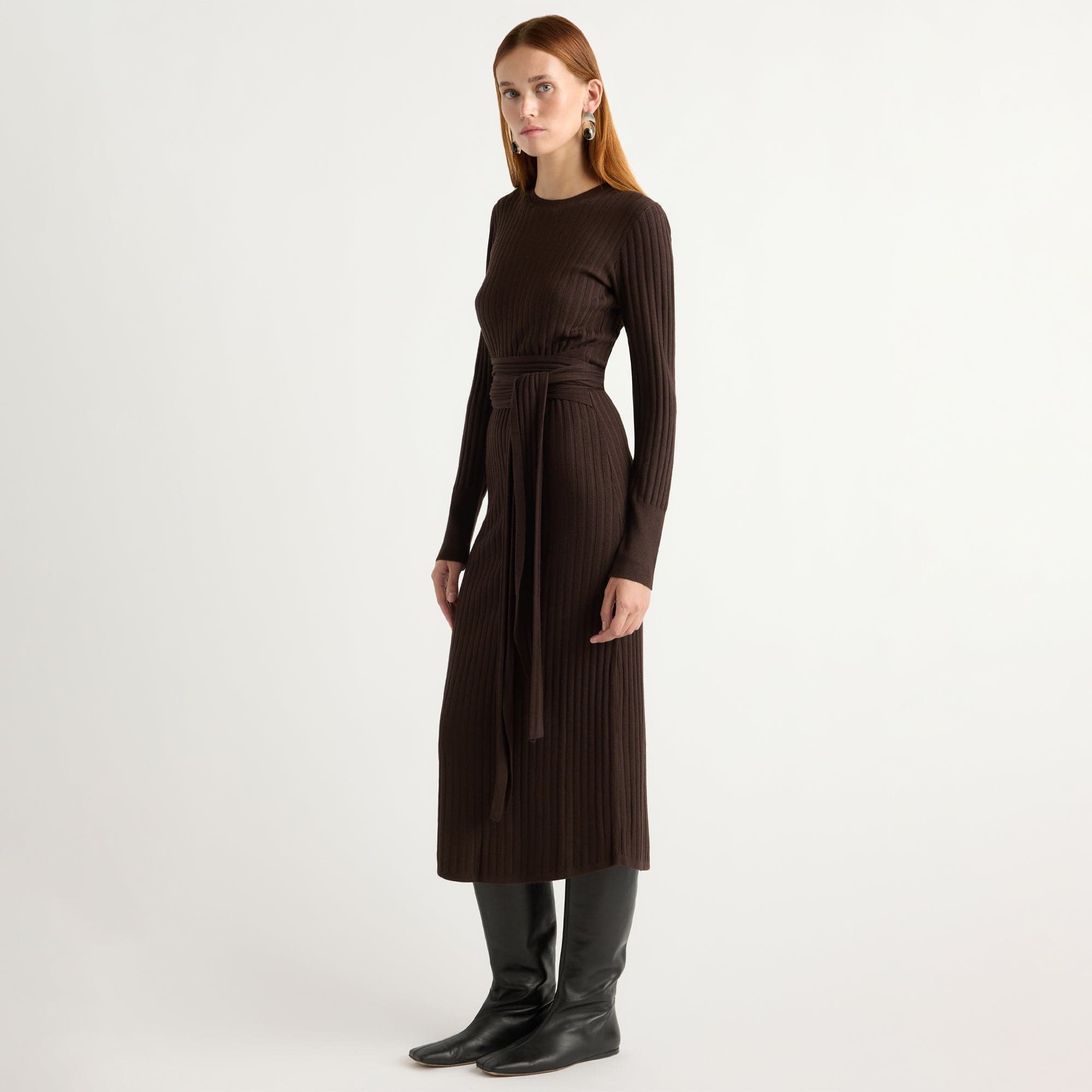 Kelsey | Carmen Ribbed Long-Sleeve Wrap Dress in Size Small