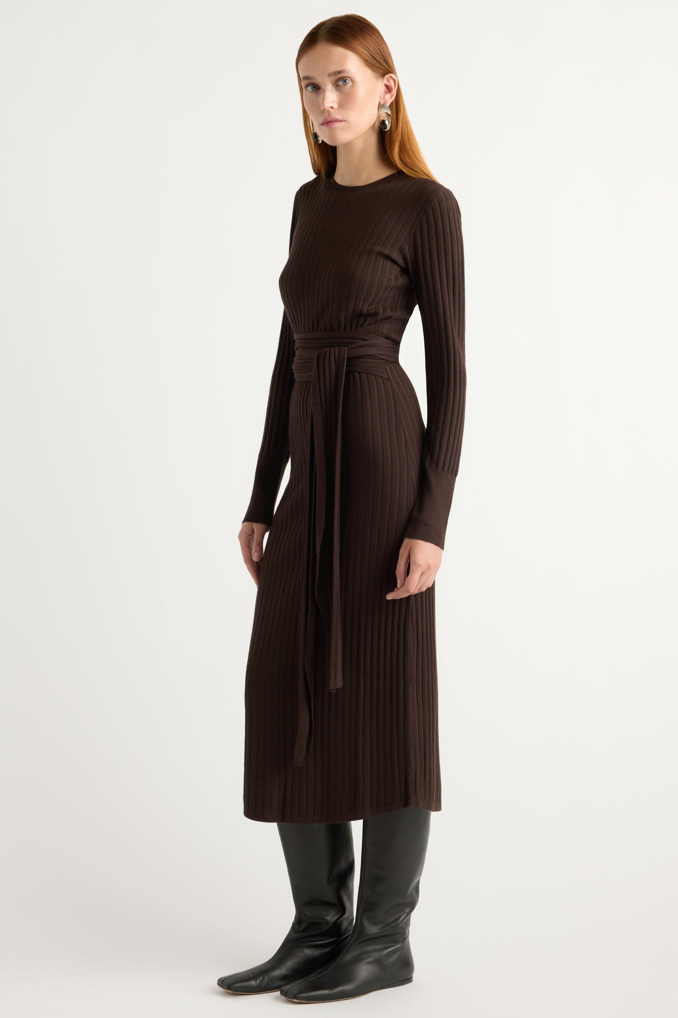 Kelsey | Carmen Ribbed Long-Sleeve Wrap Dress in Size Small