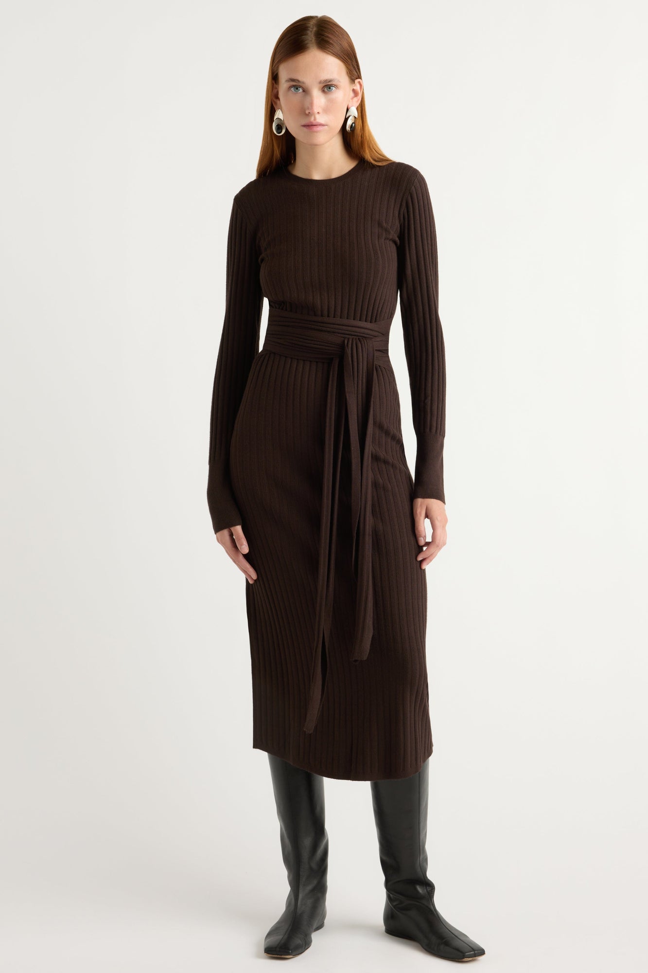 Kelsey | Carmen Ribbed Long-Sleeve Wrap Dress in Size Small
