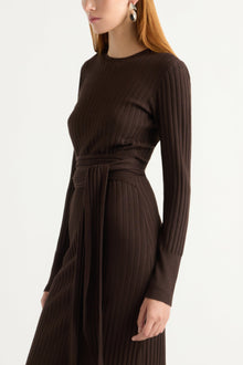 Kelsey | Carmen Ribbed Long-Sleeve Wrap Dress in Size Small
