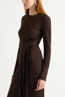 Kelsey | Carmen Ribbed Long-Sleeve Wrap Dress in Size Small