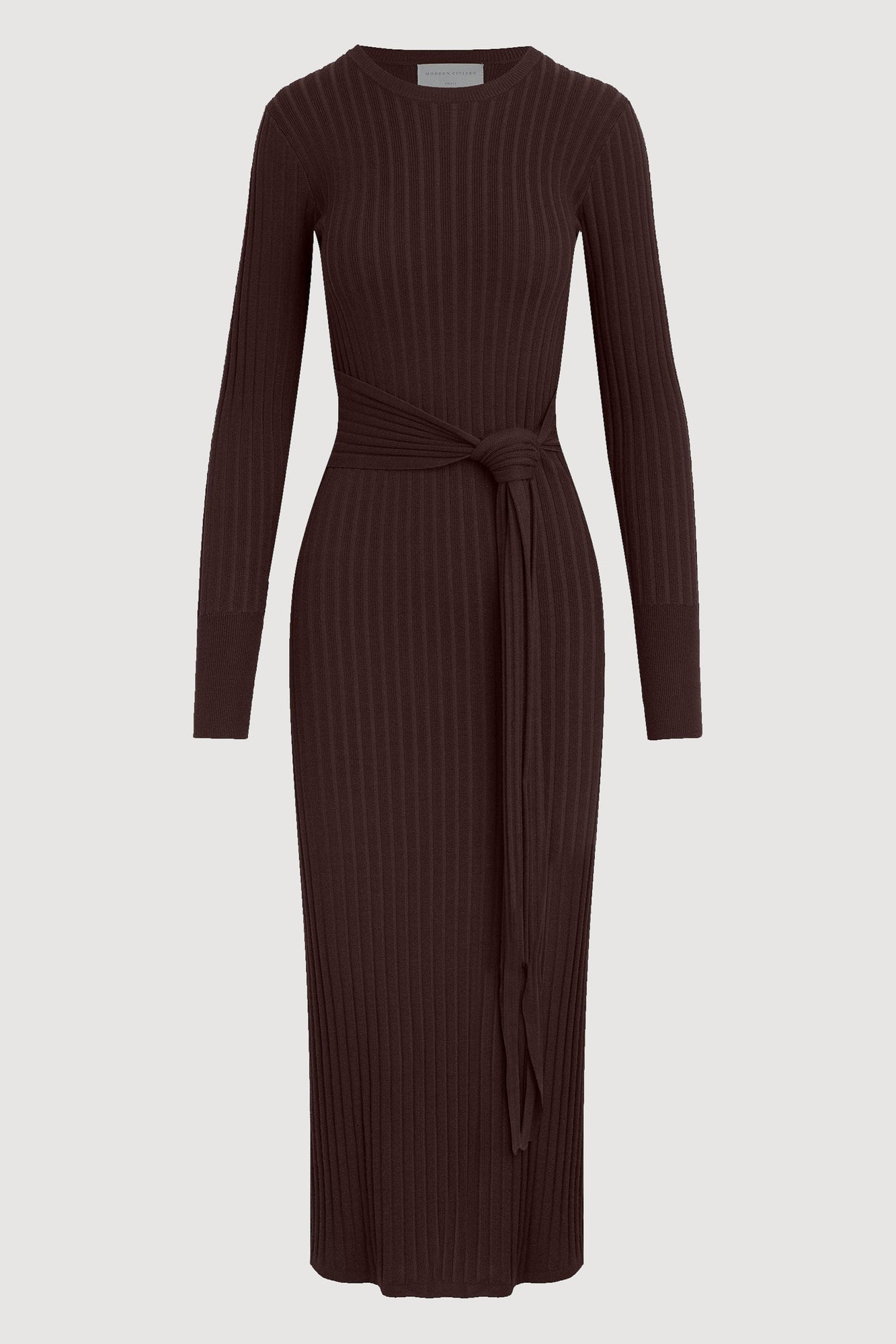 Shelby | Carmen Ribbed Long-Sleeve Wrap Dress in Size Small - Flat