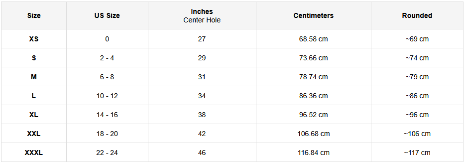 Product size guide