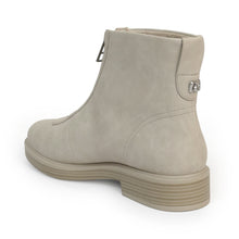 Poshia Bootie Low Block Heel | Stone Faux Tumbled Nubuck