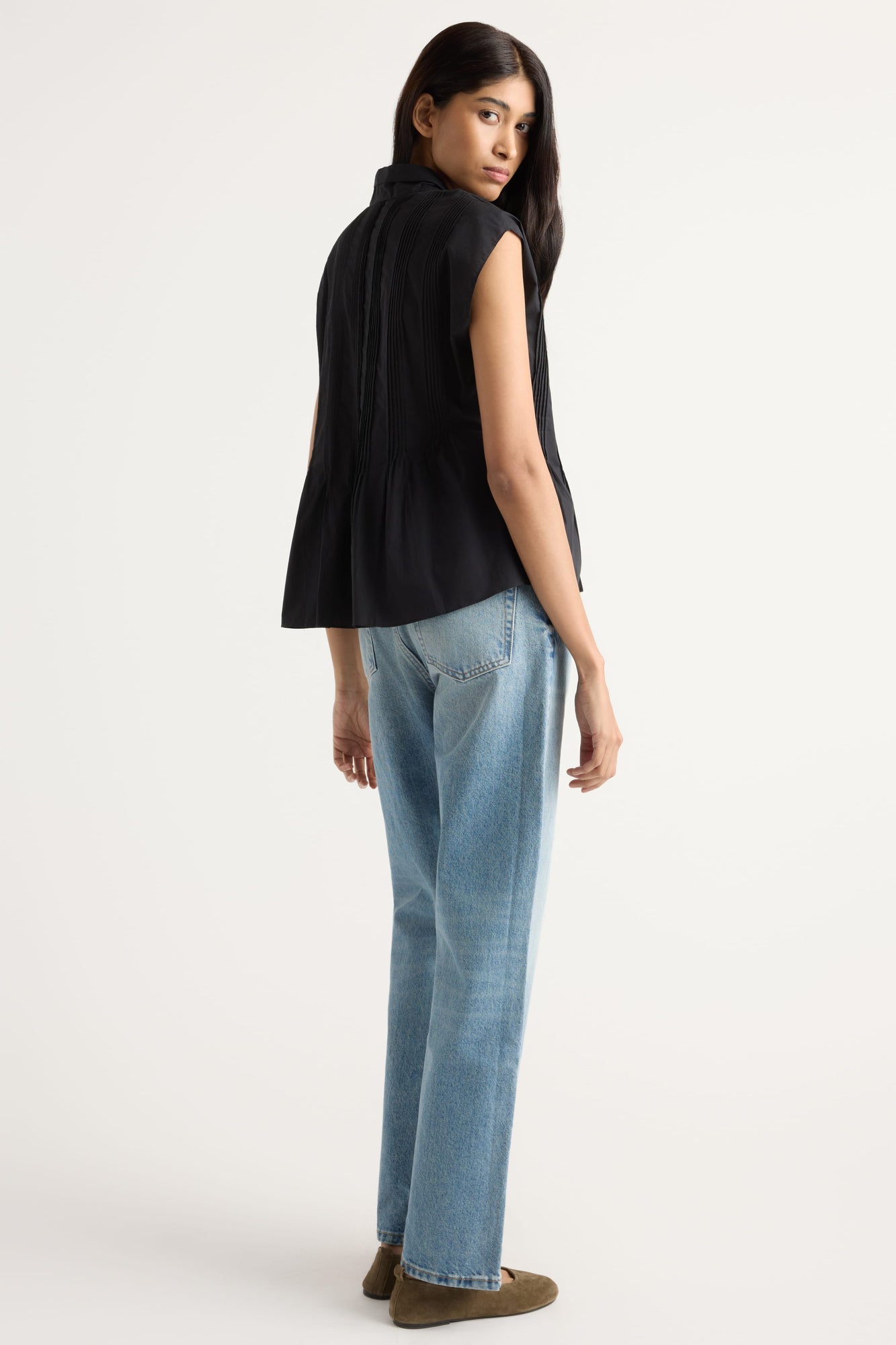 Arya | Claudine Pintuck-Pleated Blouse in Size Small