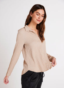 Clean Button Front Shirt | Light Oak