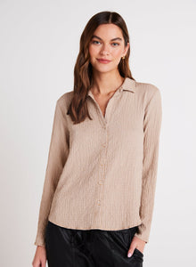 Clean Button Front Shirt | Light Oak