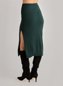 Clean Waist Knit Skirt with Side Slit | Dark Hunter