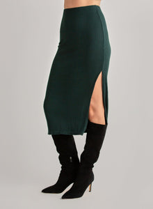 Clean Waist Knit Skirt with Side Slit | Dark Hunter