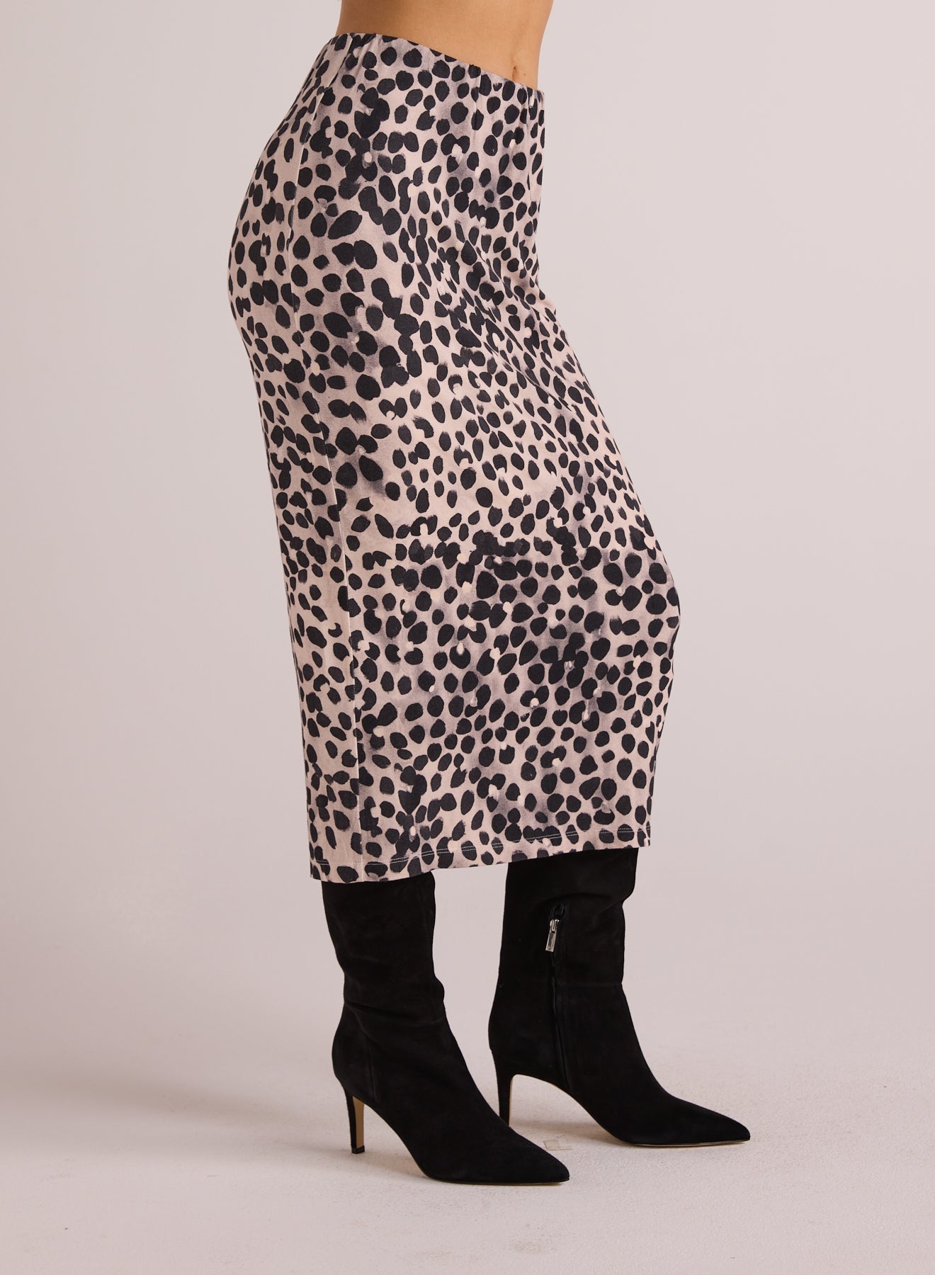 Clean Waist Straight Skirt | Winter Spots Print
