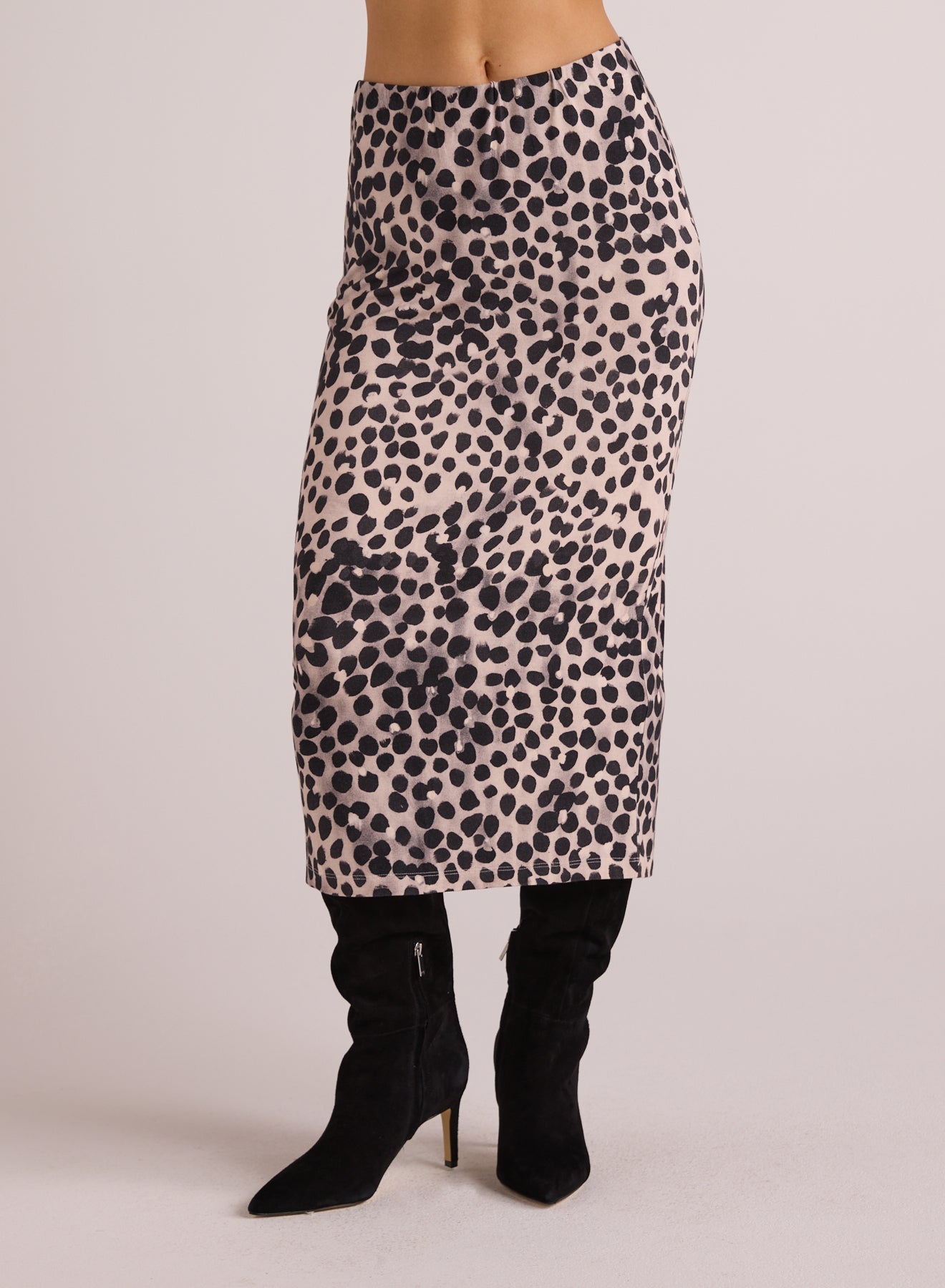 Clean Waist Straight Skirt | Winter Spots Print