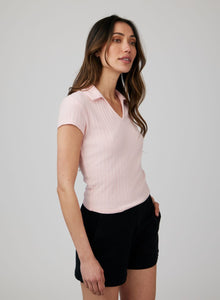 Collared Crop Top | Pismo Pink