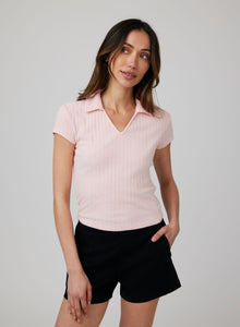 Collared Crop Top | Pismo Pink
