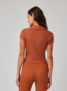 Collared Crop Top | Spring Brown
