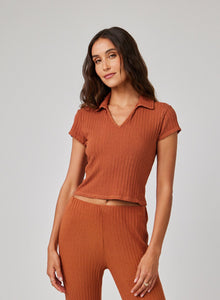 Collared Crop Top | Spring Brown