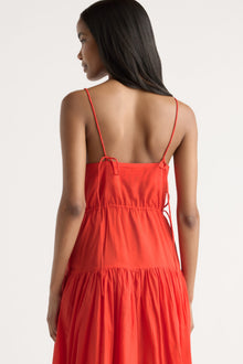 Isilda | Dalia Tie-Waist Tiered Organic Cotton Dress in Size Extra Small