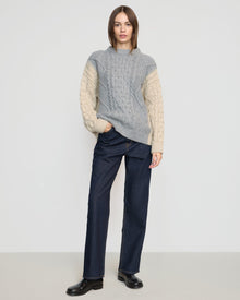 Beate | Dassie Color-Block Cable Sweater in Size Small