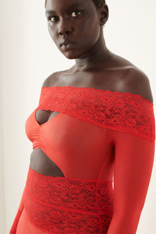 Davina Sleeved Playsuit| Vixen Red