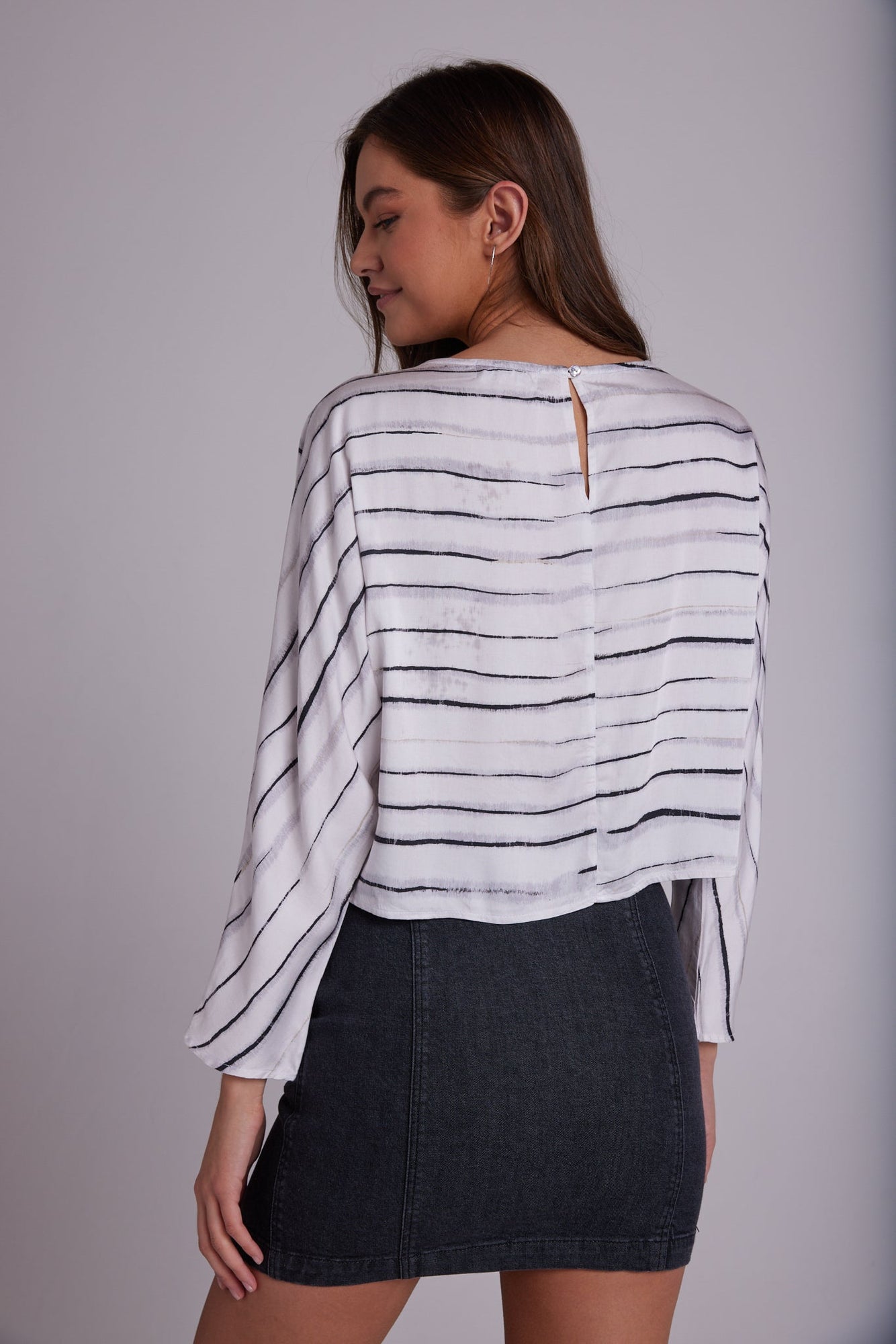 Dolman Sleeve Blouse | Frosted Stripe Print