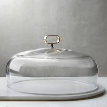 Cupola Cake Dome With Brass Handle And Marble Base - Medium | Clear Crystal/Brass/Marble