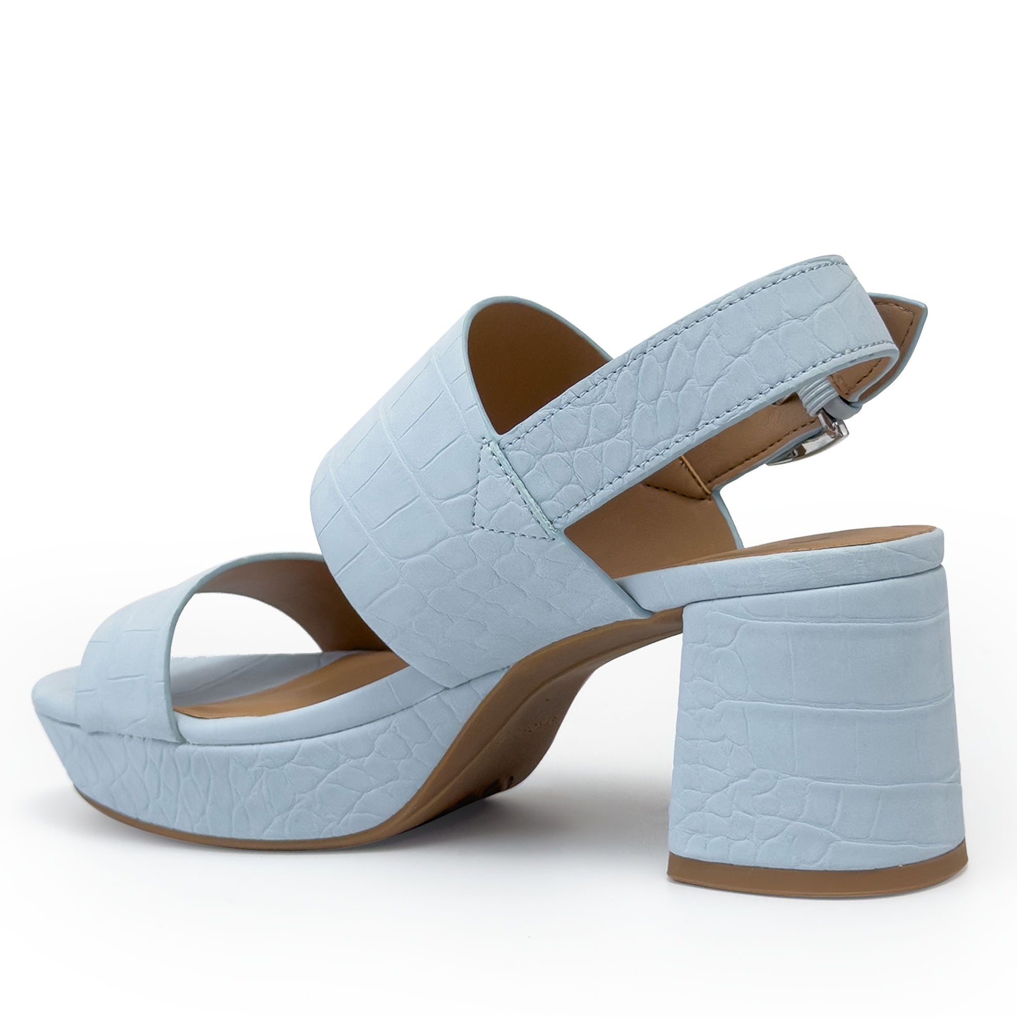Camilia Sandal Platform | Pale Blue Faux Crochet Nubuck
