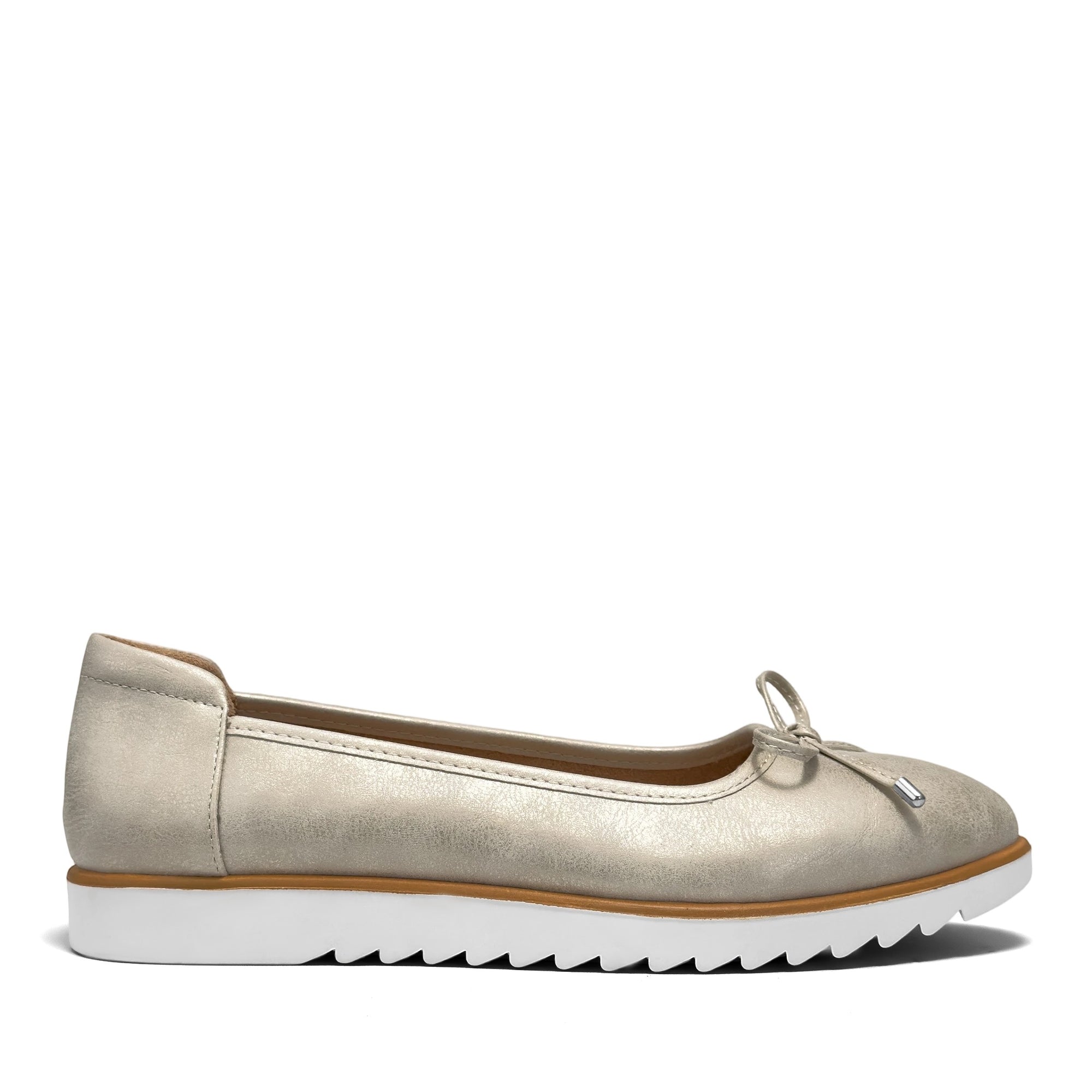 Jade Casual Flat | Stone Faux Nubuck