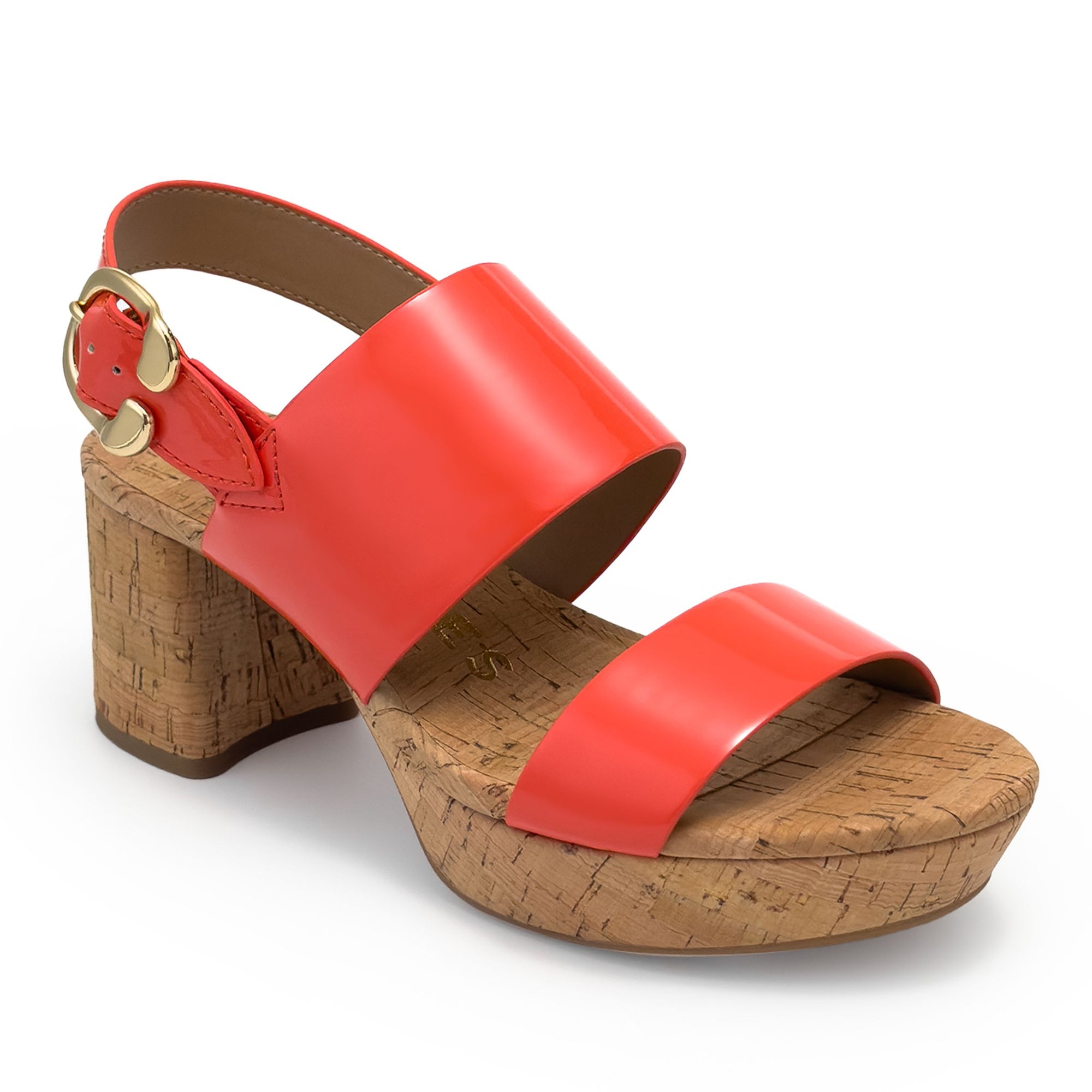 Camera Sandal Platform | Orange Faux Patent