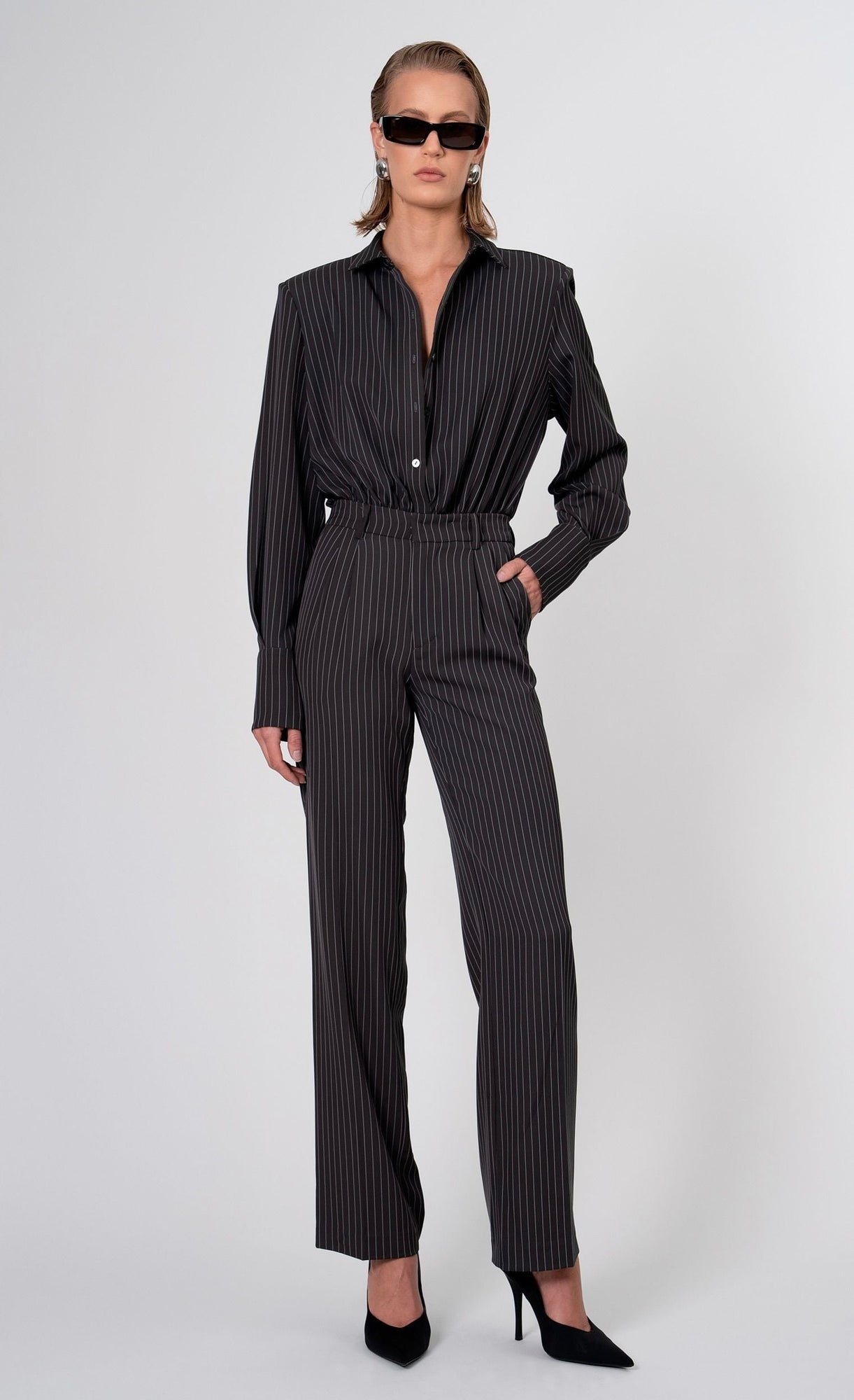 Elowen Bodysuit | Gray/White Stripe
