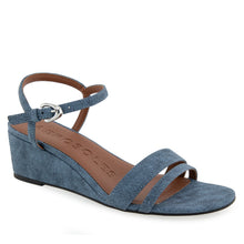 Witt Sandal Wedge | Blue Denim Textured Faux Leather