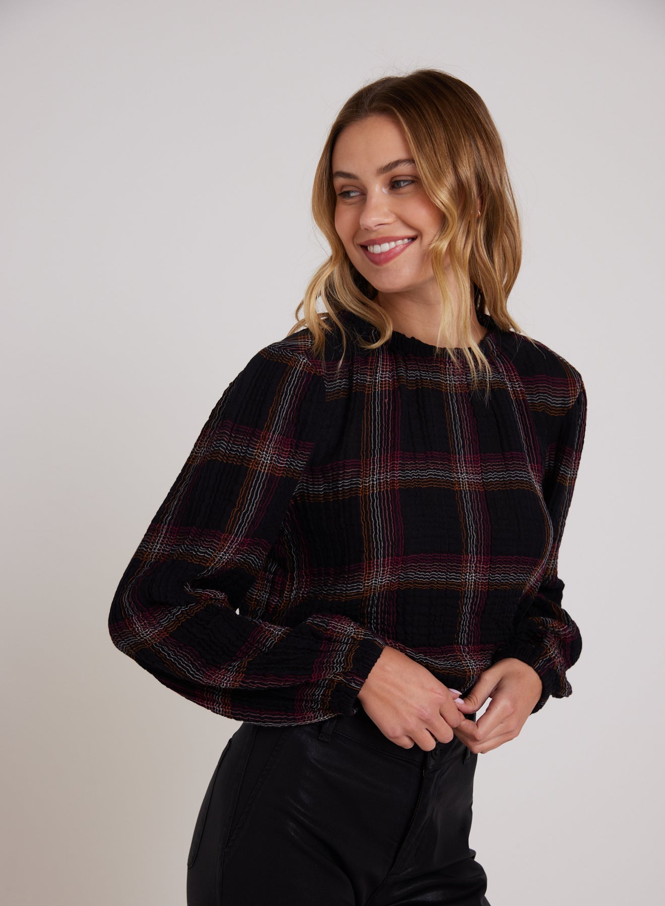 Elastic Shirred Top | Autumn Sunset Plaid